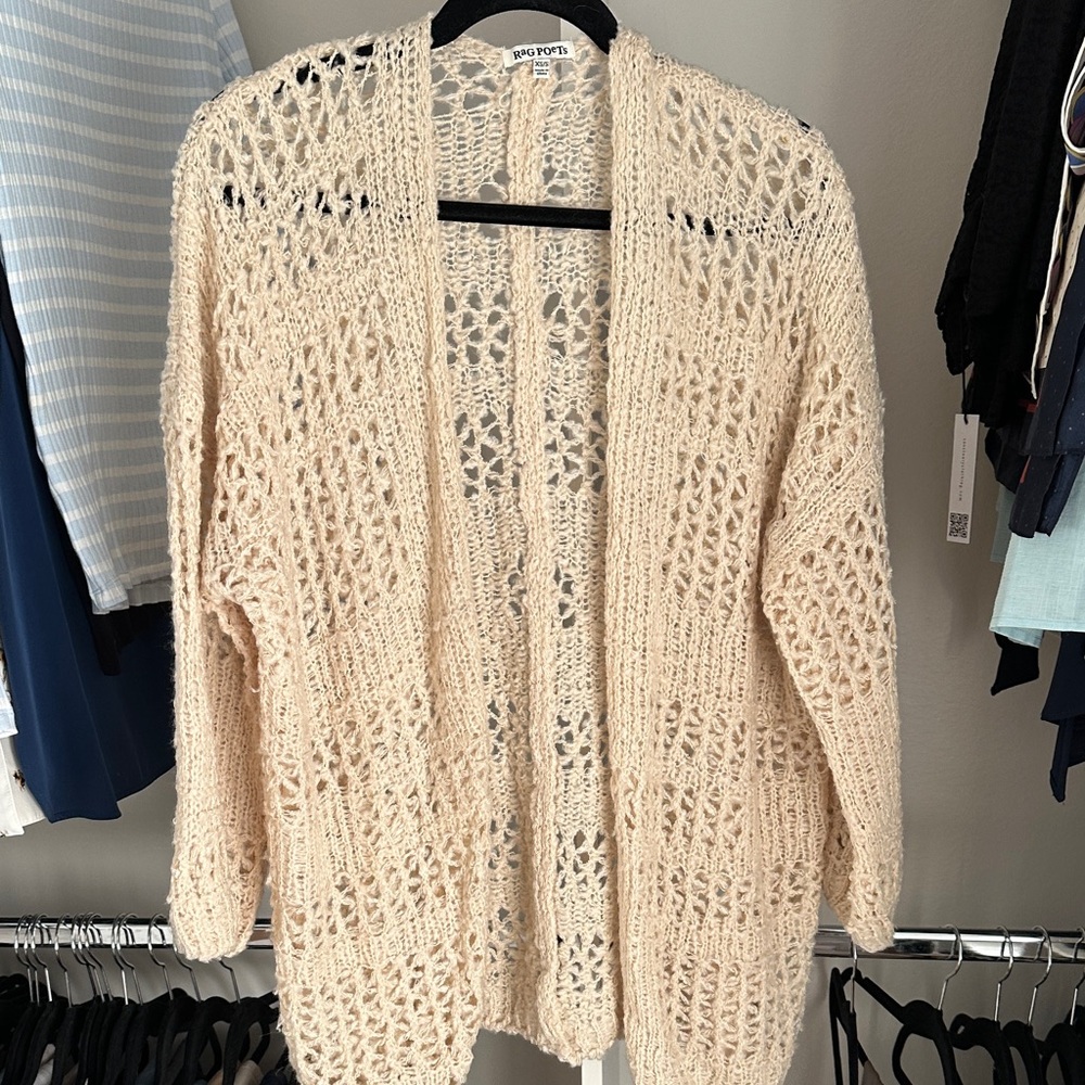 RAG POETS Chic Poet Cream Knit Cardigan
